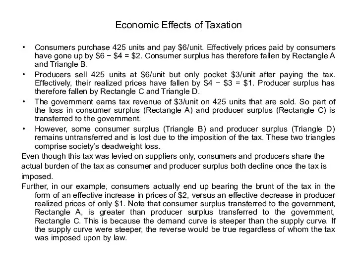 Consumers purchase 425 units and pay $6/unit. Effectively prices paid by consumers