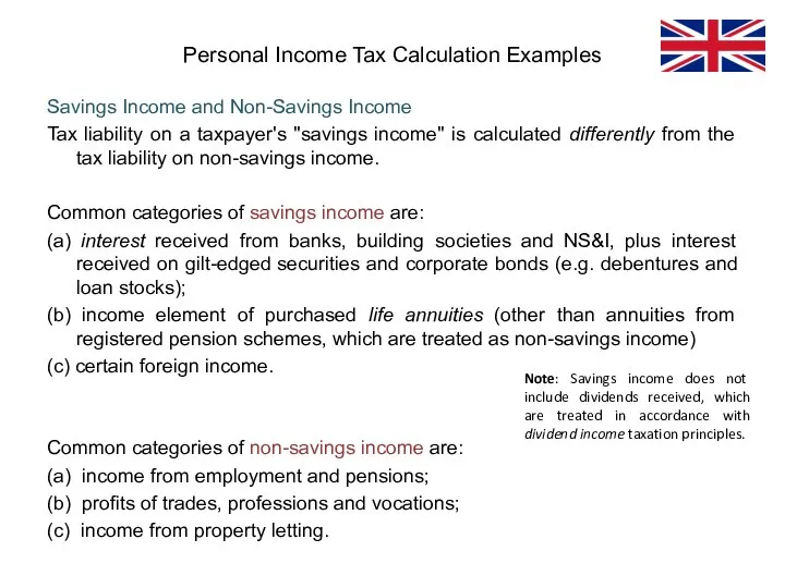 Savings Income and Non-Savings Income Tax liability on a taxpayer's "savings income"