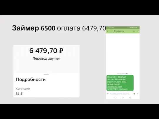 Займер 6500 оплата 6479,70