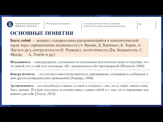 5 Быть собой — концепт, содержательно раскрывающийся в психологической науке через терминологию