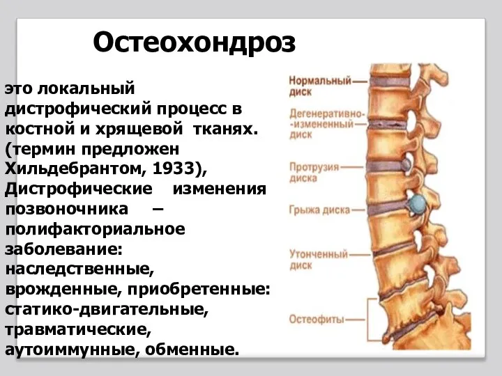 это локальный дистрофический процесс в костной и хрящевой тканях. (термин предложен Хильдебрантом,