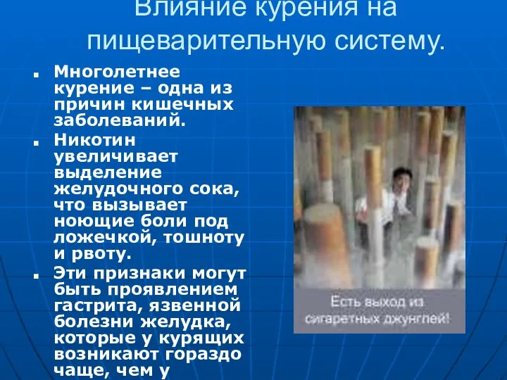 Влияние курения на пищеварительную систему. Многолетнее курение – одна из причин кишечных