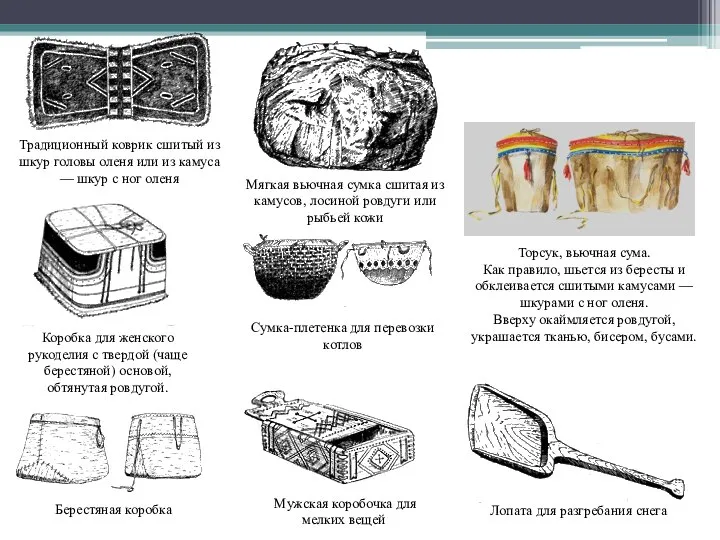 Коробка для женского рукоделия с твердой (чаще берестяной) основой, обтянутая ровдугой. Мужская