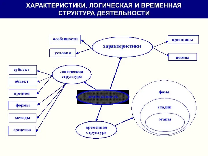 ХАРАКТЕРИСТИКИ, ЛОГИЧЕСКАЯ И ВРЕМЕННАЯ СТРУКТУРА ДЕЯТЕЛЬНОСТИ