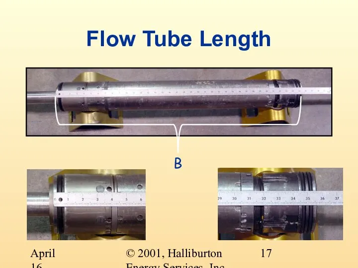 © 2001, Halliburton Energy Services, Inc. April 16, 2001 Flow Tube Length B