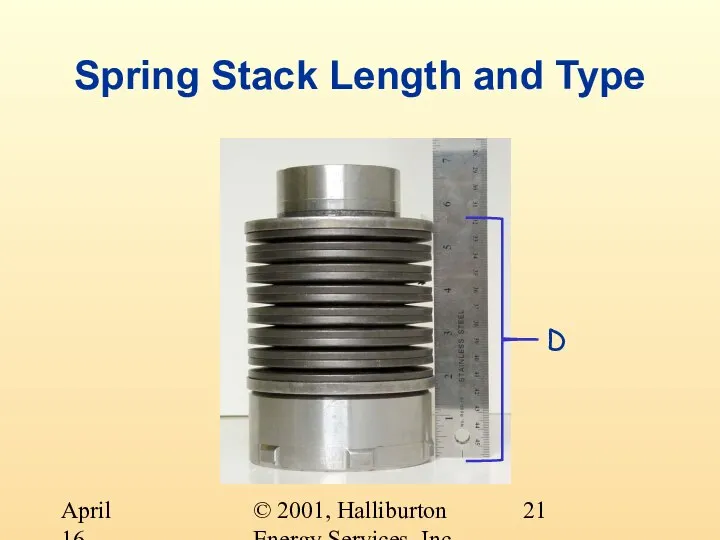 © 2001, Halliburton Energy Services, Inc. April 16, 2001 Spring Stack Length and Type D