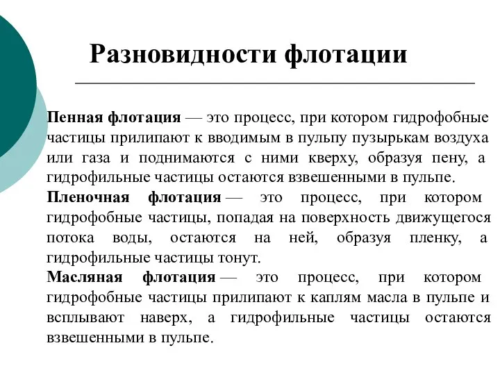 Пенная флотация — это процесс, при котором гидрофобные частицы прилипают к вводимым