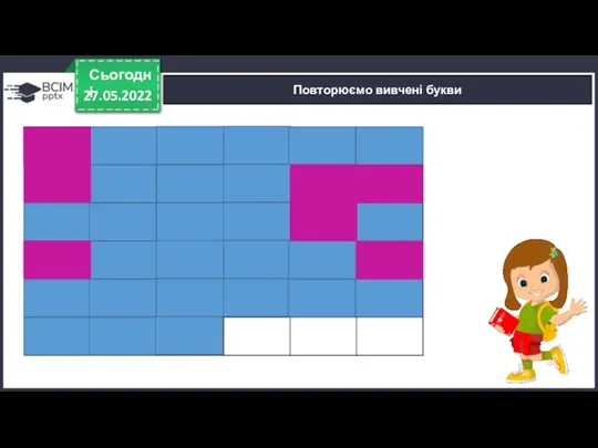 27.05.2022 Сьогодні Повторюємо вивчені букви
