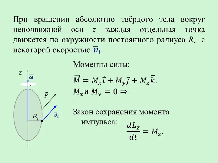 Моменты силы: Закон сохранения момента импульса: