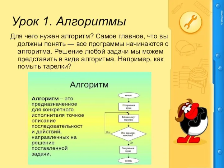 Урок 1. Алгоритмы Для чего нужен алгоритм? Самое главное, что вы должны