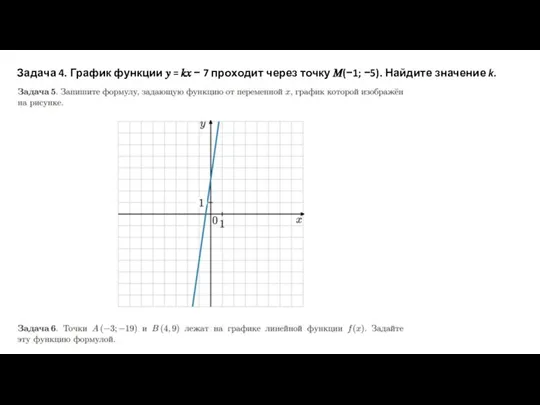 Задача 4. График функции ? = ?? − 7 проходит через точку