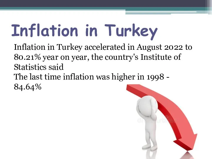 Inflation in Turkey Inflation in Turkey accelerated in August 2022 to 80.21%