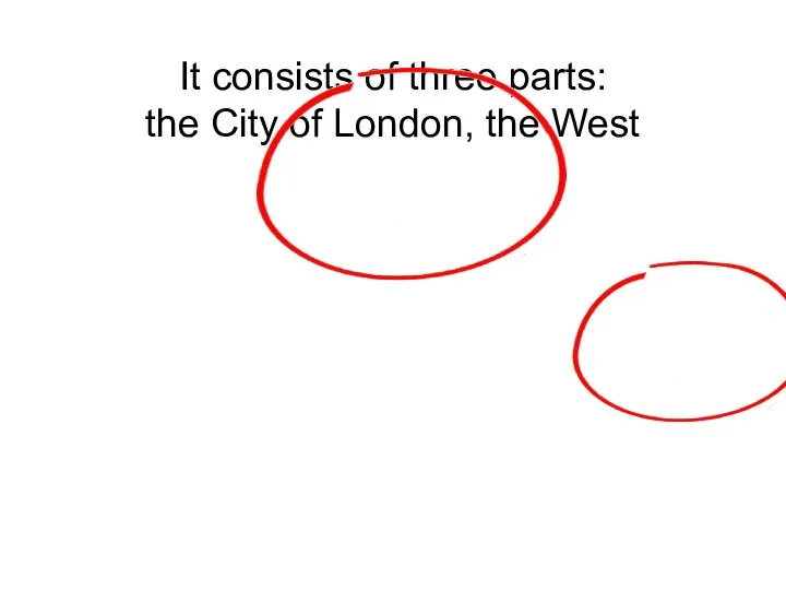 It consists of three parts: the City of London, the West