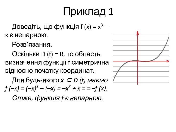 Приклад 1 Доведіть, що функція f (x) = x3 – x є