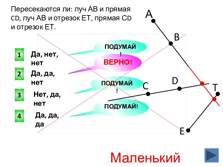 Да, нет, нет Да, да, нет 2 1 3 4 ПОДУМАЙ! ВЕРНО!