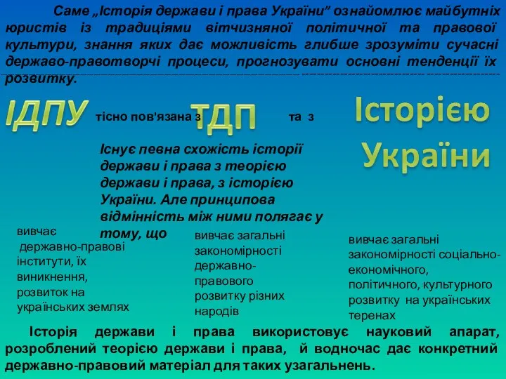 Саме „Історія держави і права України” ознайомлює майбутніх юристів із традиціями вітчизняної