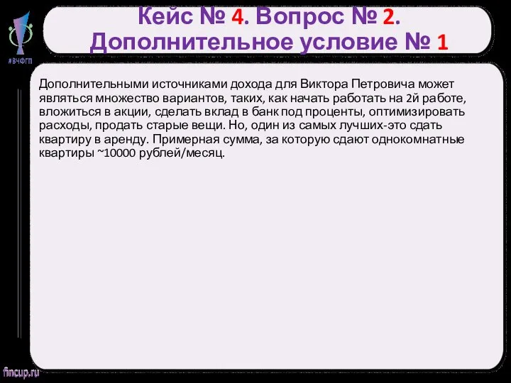 Кейс № 4. Вопрос № 2. Дополнительное условие № 1 Дополнительными источниками