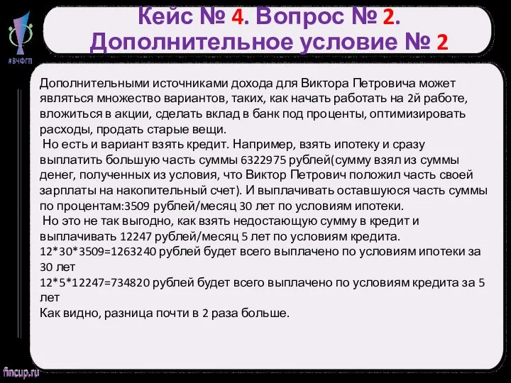 Кейс № 4. Вопрос № 2. Дополнительное условие № 2 Дополнительными источниками