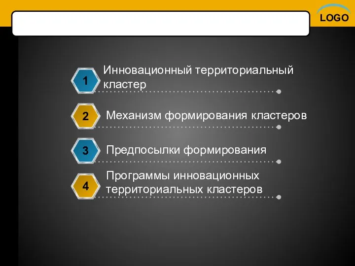 Инновационный территориальный кластер 1 Механизм формирования кластеров 2 Предпосылки формирования 3 Программы инновационных территориальных кластеров 4