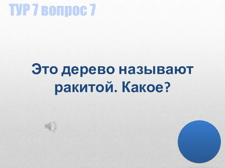 ТУР 7 вопрос 7 Это дерево называют ракитой. Какое?