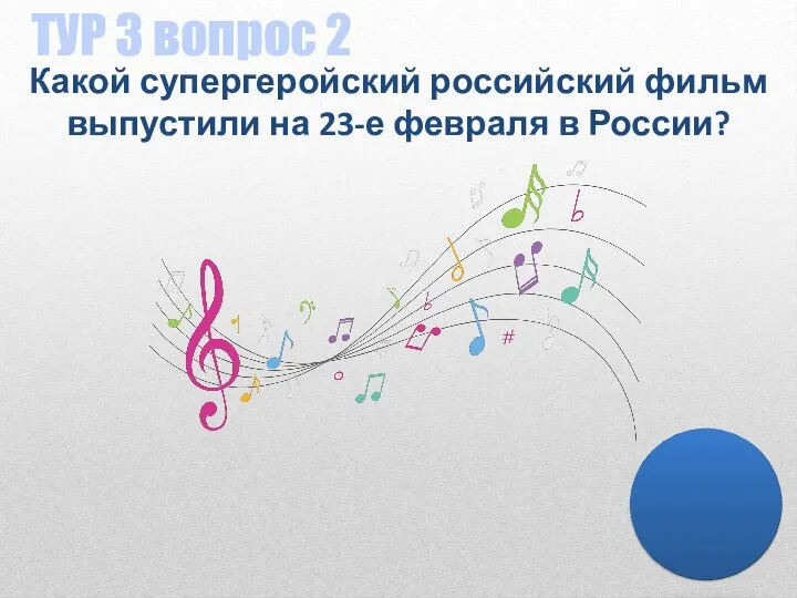 ТУР 3 вопрос 2 Какой супергеройский российский фильм выпустили на 23-е февраля в России?