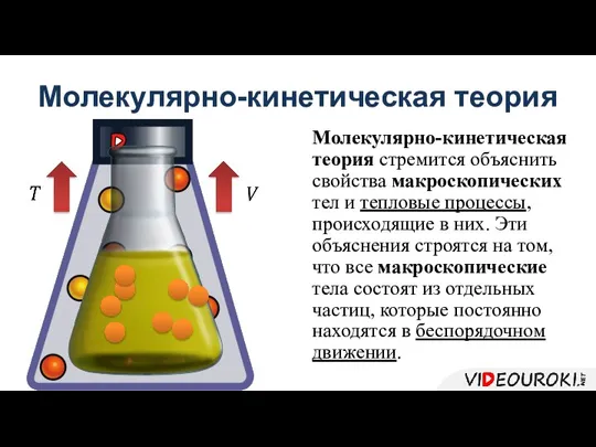 Молекулярно-кинетическая теория стремится объяснить свойства макроскопических тел и тепловые процессы, происходящие в