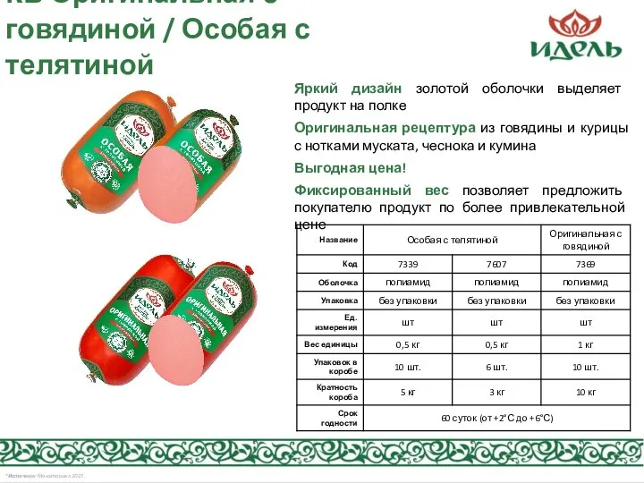 КВ Оригинальная с говядиной / Особая с телятиной Яркий дизайн золотой оболочки