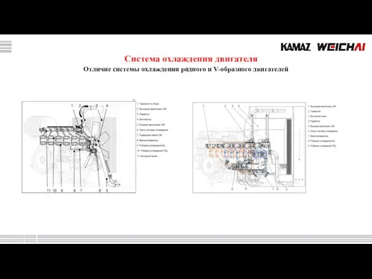 Отличие системы охлаждения рядного и V-образного двигателей Система охлаждения двигателя