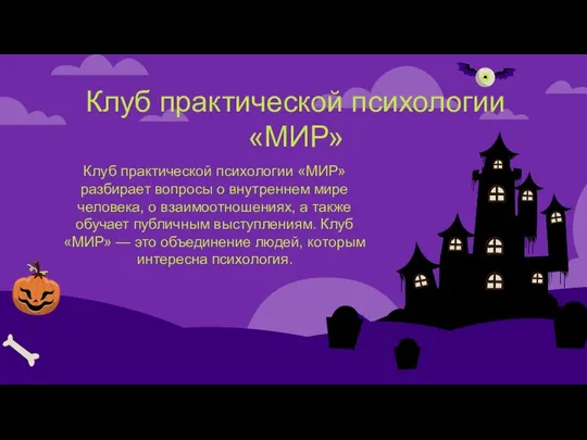 Клуб практической психологии «МИР» Клуб практической психологии «МИР» разбирает вопросы о внутреннем