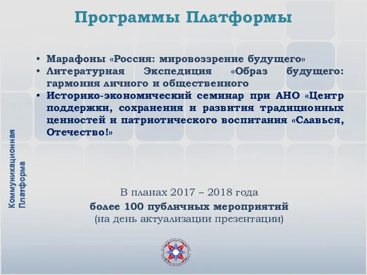 Марафоны «Россия: мировоззрение будущего» Литературная Экспедиция «Образ будущего: гармония личного и общественного