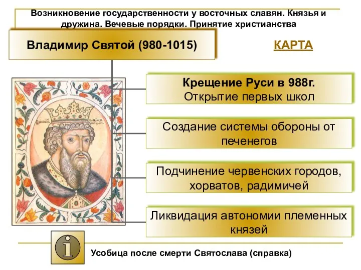 Возникновение государственности у восточных славян. Князья и дружина. Вечевые порядки. Принятие христианства