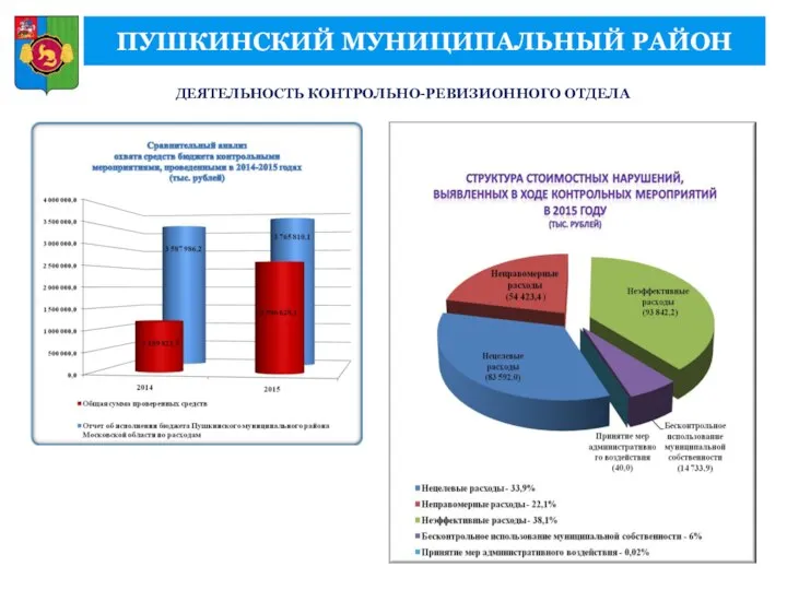 ПУШКИНСКИЙ МУНИЦИПАЛЬНЫЙ РАЙОН ДЕЯТЕЛЬНОСТЬ КОНТРОЛЬНО-РЕВИЗИОННОГО ОТДЕЛА