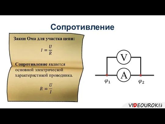 Сопротивление Сопротивление является основной электрической характеристикой проводника. А