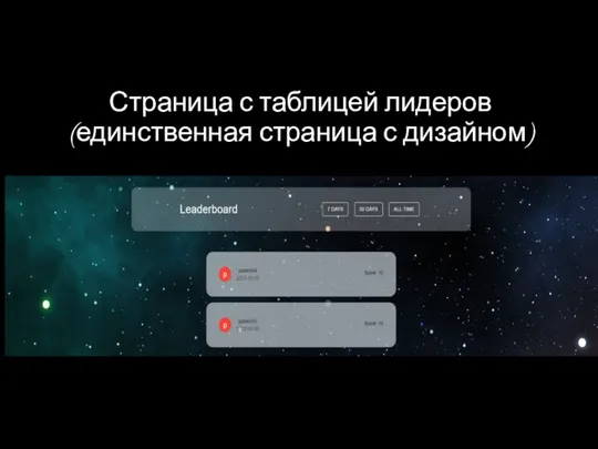 Страница с таблицей лидеров (единственная страница с дизайном)