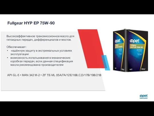 Fullgear HYP EP 75W-90 Высокоэффективное трансмиссионное масло для гипоидных передач, дифференциалов и