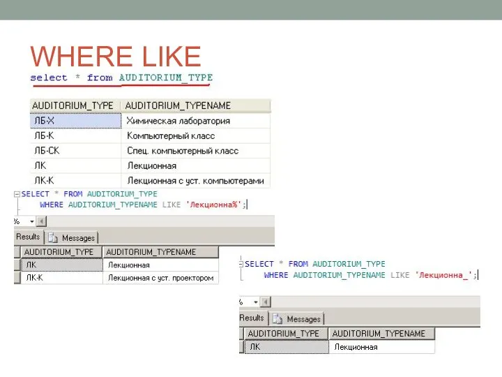 WHERE LIKE