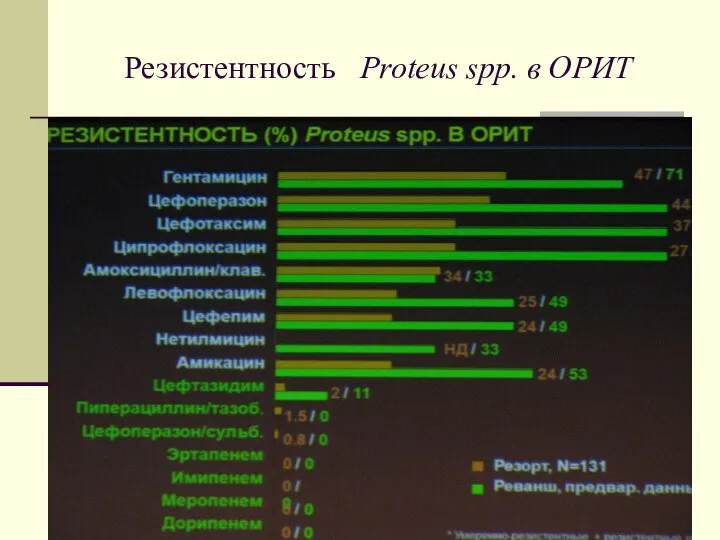 Резистентность Proteus spp. в ОРИТ