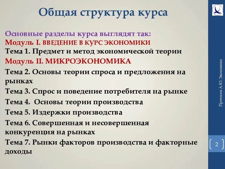 Общая структура курса Основные разделы курса выглядят так: Модуль I. ВВЕДЕНИЕ В