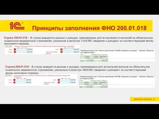 Принципы заполнения ФНО 200.01.018 Строка 200.01.018 – В строке выводятся данные о