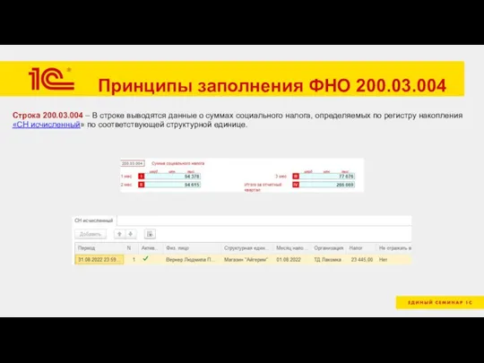 Принципы заполнения ФНО 200.03.004 Строка 200.03.004 – В строке выводятся данные о