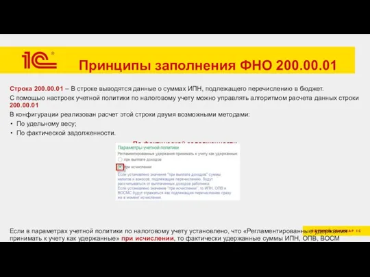 Принципы заполнения ФНО 200.00.01 Строка 200.00.01 – В строке выводятся данные о