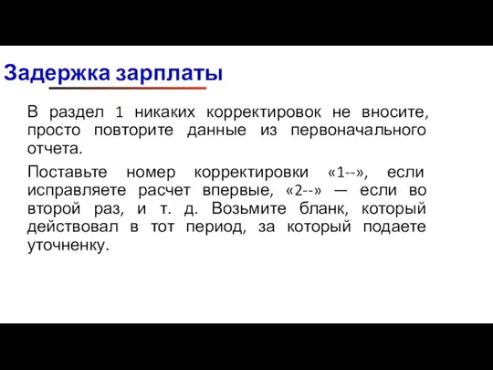 В раздел 1 никаких корректировок не вносите, просто повторите данные из первоначального