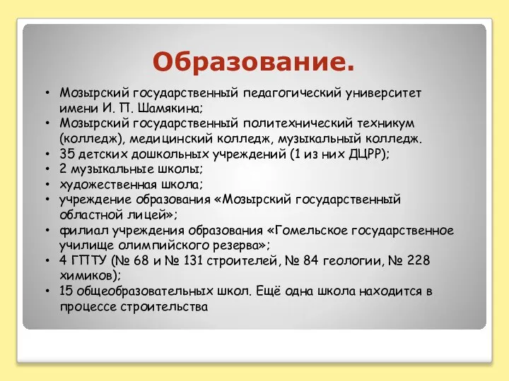 Мозырский государственный педагогический университет имени И. П. Шамякина; Мозырский государственный политехнический техникум