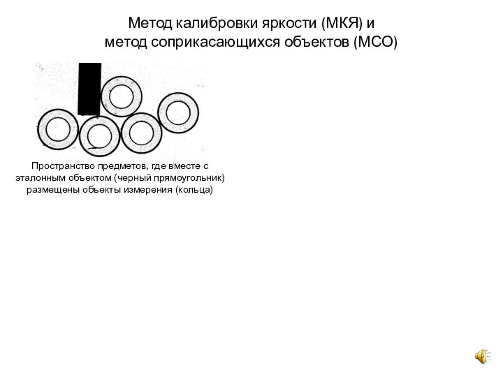 Метод калибровки яркости (МКЯ) и метод соприкасающихся объектов (МСО) Пространство предметов, где