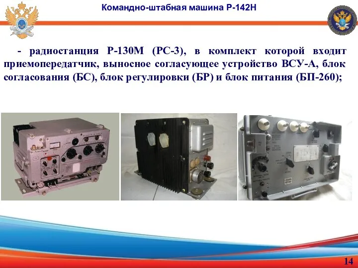 Командно-штабная машина Р-142Н - радиостанция Р-130М (РС-3), в комплект которой входит приемопередатчик,