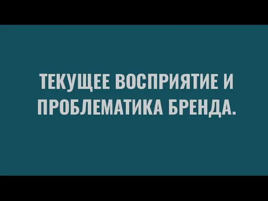 ТЕКУЩЕЕ ВОСПРИЯТИЕ И ПРОБЛЕМАТИКА БРЕНДА.