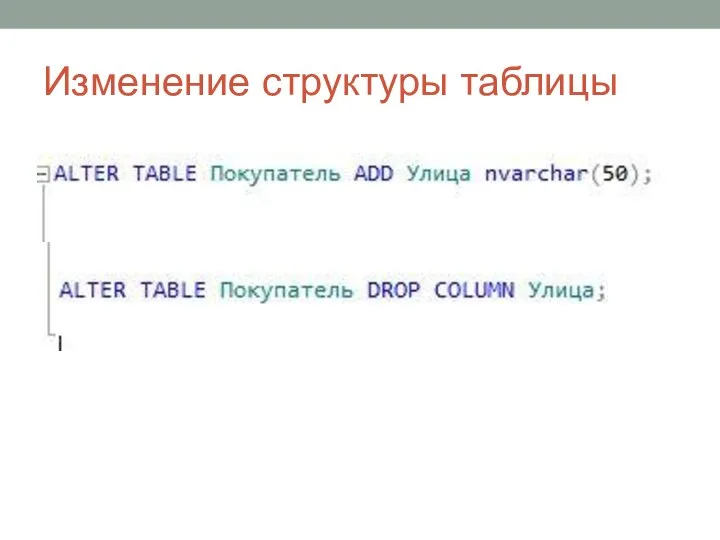 Изменение структуры таблицы