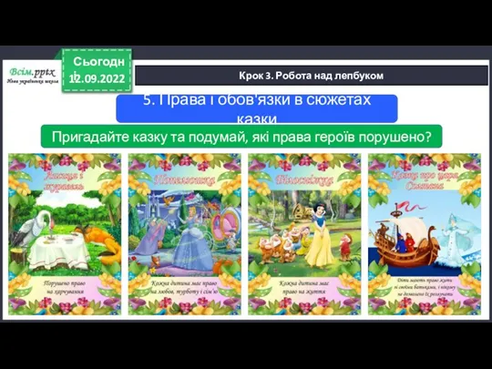 12.09.2022 Сьогодні Крок 3. Робота над лепбуком 5. Права і обов'язки в