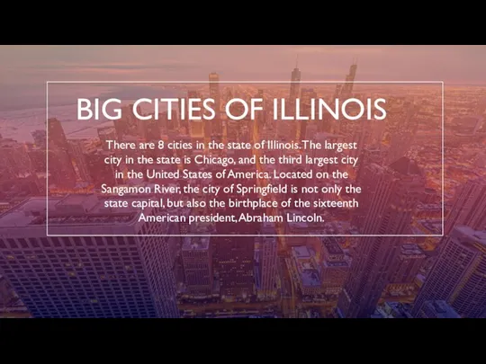 BIG CITIES OF ILLINOIS There are 8 cities in the state of