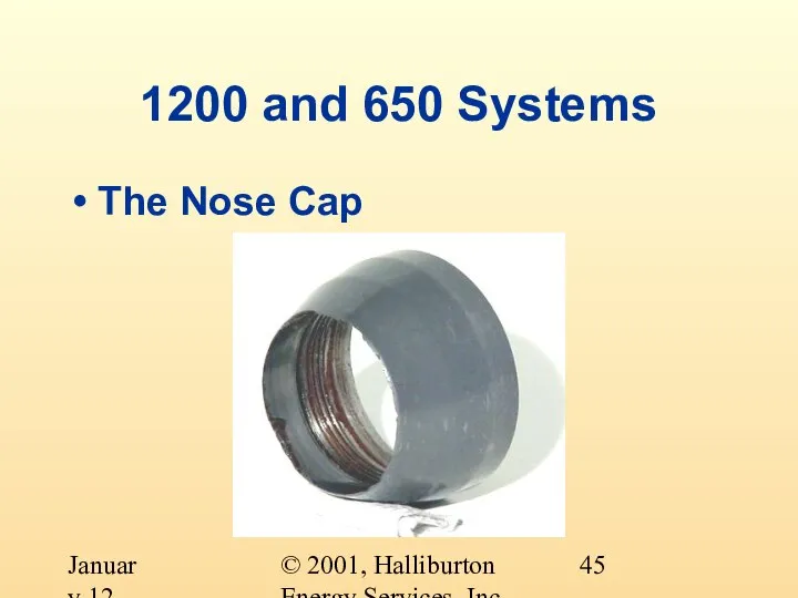 © 2001, Halliburton Energy Services, Inc. January 12, 2001 1200 and 650 Systems The Nose Cap